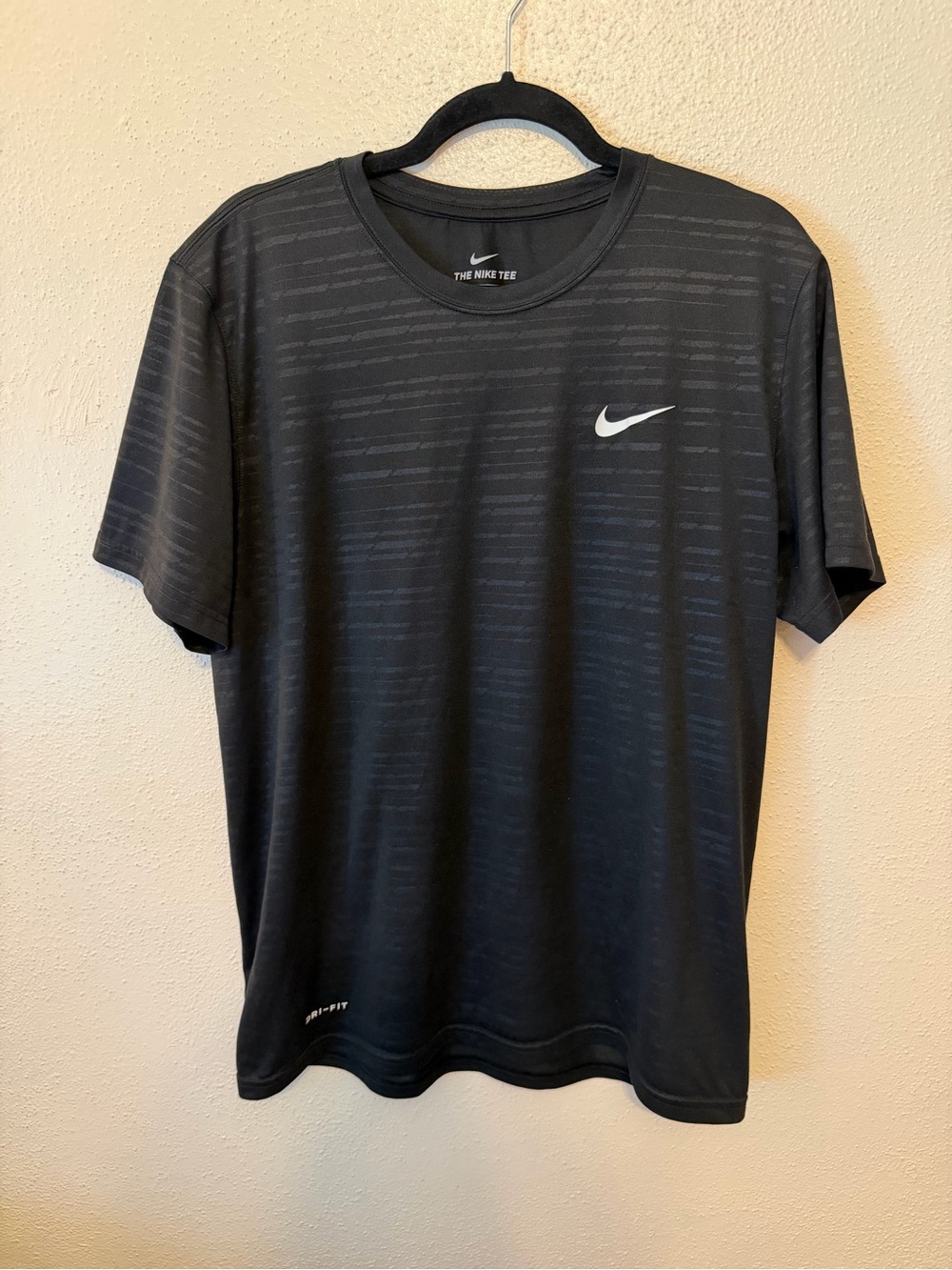Nike Black Short Sleeve Dri-FIT Athletic Tee with White Swoosh